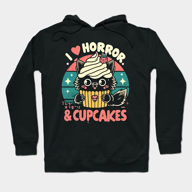 I Love Horror and Cupcakes - Creepy Cute Goth Kawaii Werewolf Hoodie by QuirkyInk